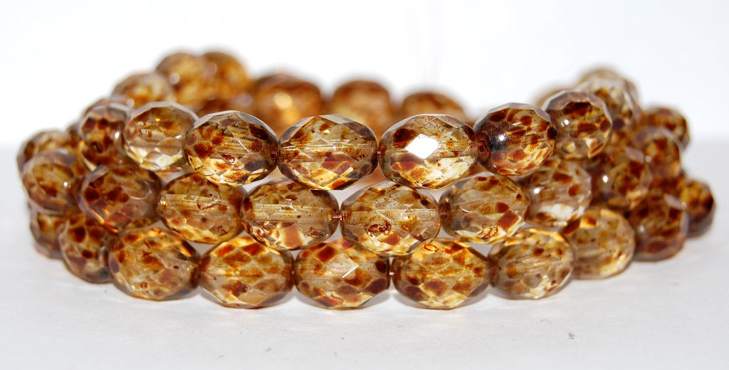 Cut Fire Polished Faceted Glass Beads, Crystal Travertin (30 86800), Glass, Czech Republic