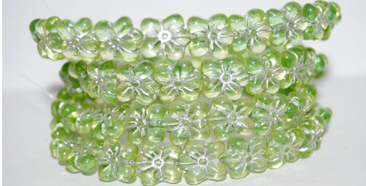 Flower Pressed Glass Beads, (87501 54201), Glass, Czech Republic