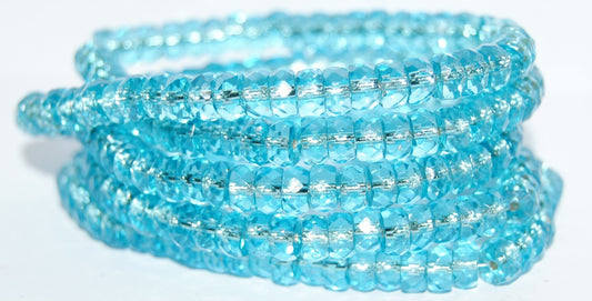 Cut Fire Polished Faceted Glass Beads, Transparent Aqua 81800 (60020 81800), Glass, Czech Republic