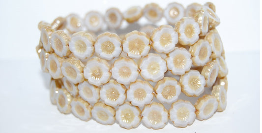 Table Cut Round Beads Hawaii Flowers, (24010 43500), Glass, Czech Republic