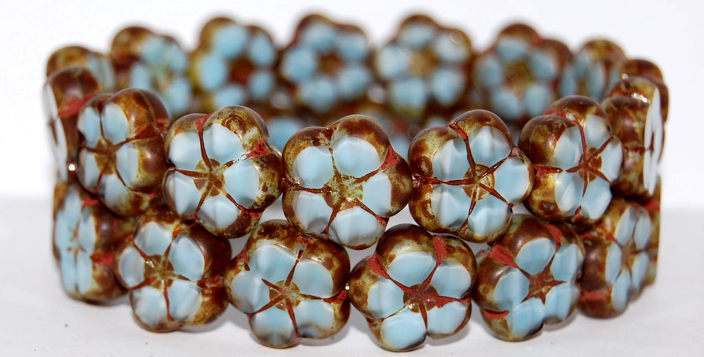 Table Cut Flower Beads, 66017 Travertin (66017 86800), Glass, Czech Republic