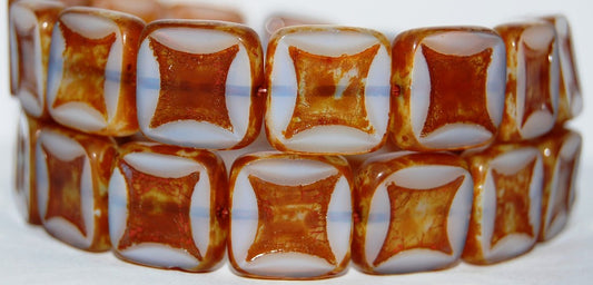 Table Cut Square Beads With Square, 1000 Travertin (1000 86800), Glass, Czech Republic