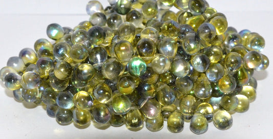Pear Drop Pressed Glass Beads, Crystal 48119 (30 48119), Glass, Czech Republic