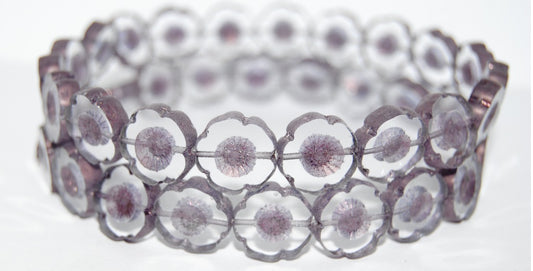 Table Cut Round Beads Hawaii Flowers, Crystal 15726M (30 15726M), Glass, Czech Republic