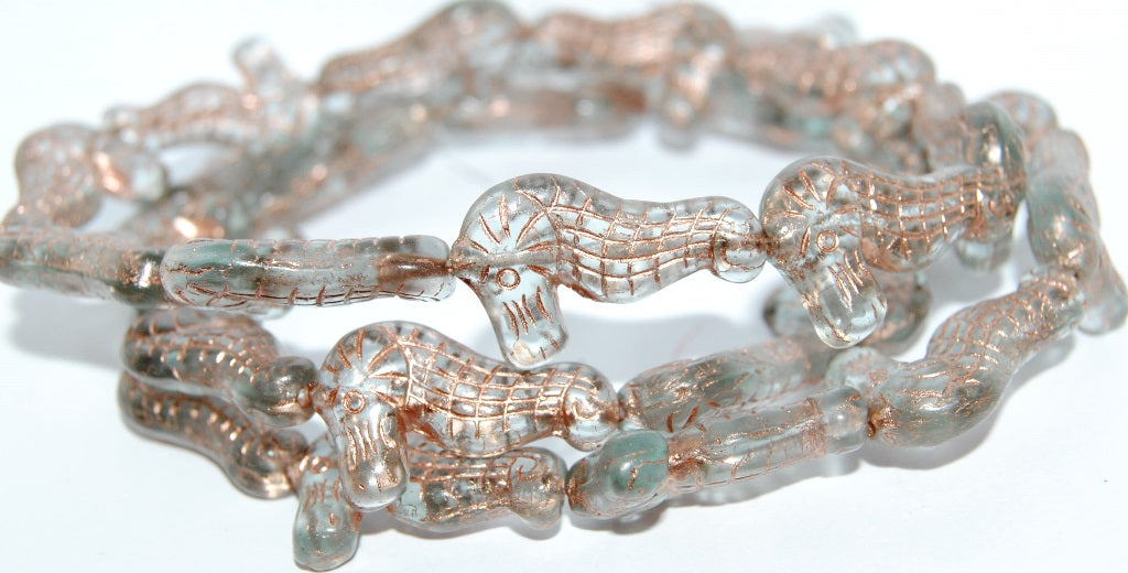 Seahorse Pressed Glass Beads, Transparent Blue 54200 (30000 54200), Glass, Czech Republic