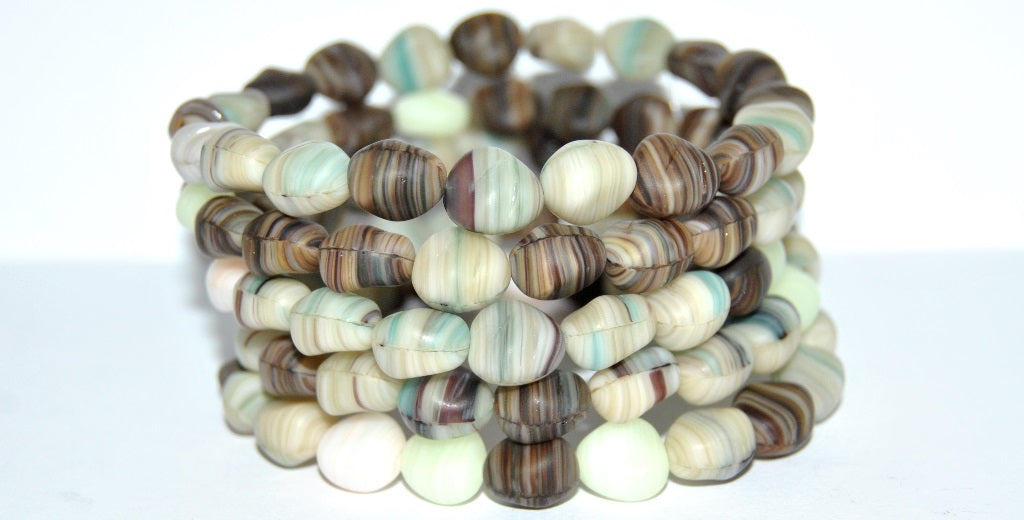 Czech Glass Pressed Beads Irregular Shape, (Imitation Sea Stone), Glass, Czech Republic