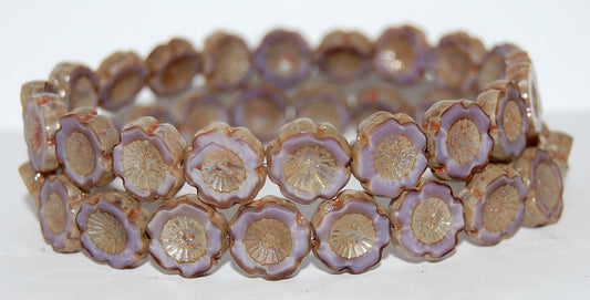 Table Cut Round Beads Hawaii Flowers, (26010 43400), Glass, Czech Republic