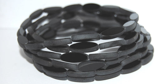 Table Cut Oval Boat Beads, Black Matte (23980 M), Glass, Czech Republic