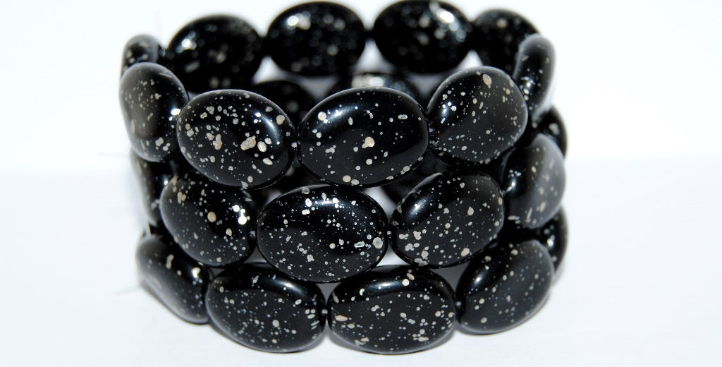 Czech Glass Pressed Beads Irregular Shape, Black 94400 (23980 94400), Glass, Czech Republic