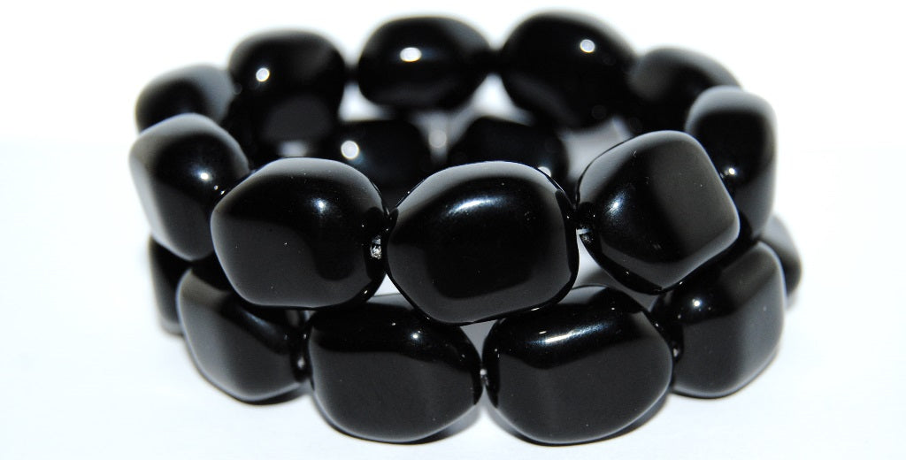 Czech Glass Pressed Beads Irregular Shape Like Stone, Black (23980), Glass, Czech Republic