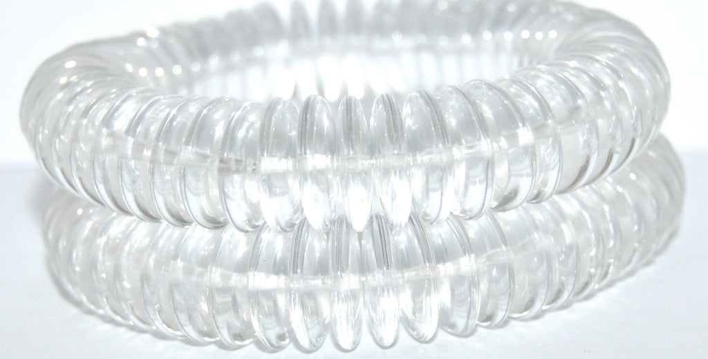 Flat Round Wheel Pressed Glass Beads, Crystal (30), Glass, Czech Republic