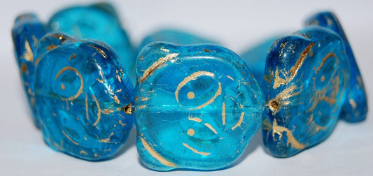 Big Bear Muzzle Czech Glass Beads, Transparent Aqua 54202 (60020 54202), Glass, Czech Republic