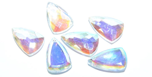 Cabochons Teardrop Faceted Flat Back Pendant With Hole, (Crystal Ab 2Xside), Glass, Czech Republic