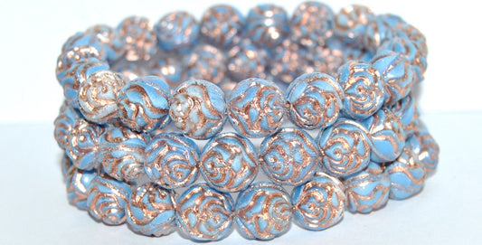 Round Rose Pressed Glass Beads, (7624 54200), Glass, Czech Republic