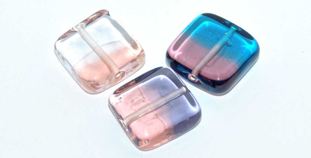 Czech Glass Hand Made Square Lampwork Beads, (W), Glass, Czech Republic