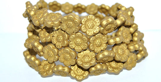 Flower Pressed Glass Beads, Brass Dyed (1720), Glass, Czech Republic