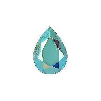 Pear Faceted Pointed Back (Doublets) Crystal Glass Stone, Turquoise 6 Opaque With Ab, Polished (63122-Abp), Czech Republic