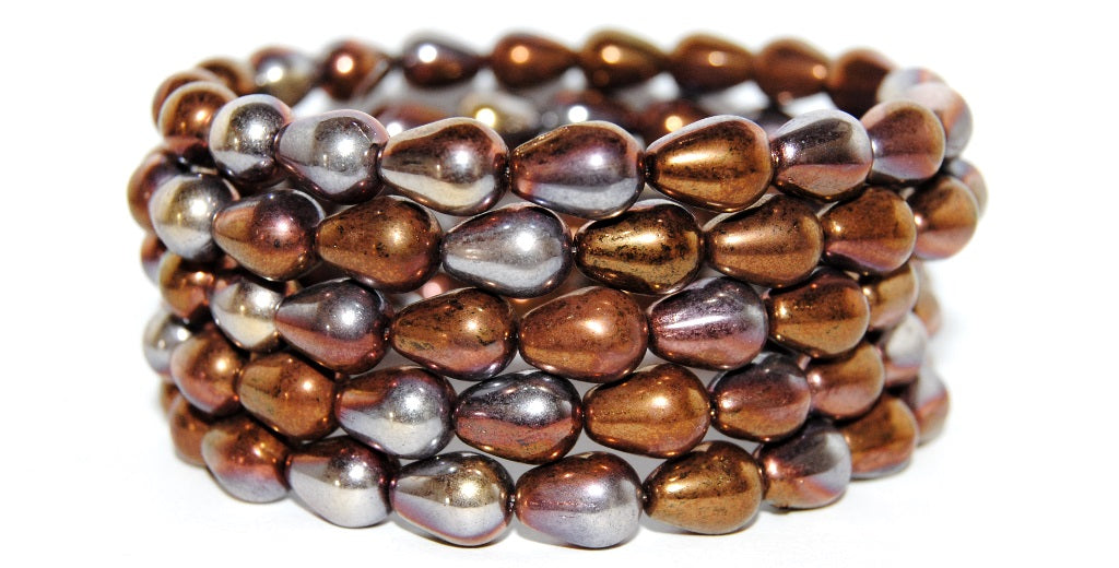 Pear Drop Pressed Glass Beads, Black Bronze 27101 (23980 14415 27101), Glass, Czech Republic