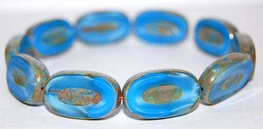 Table Cut Rounded Rectangle Oval Beads With Oval, (66020 43400), Glass, Czech Republic