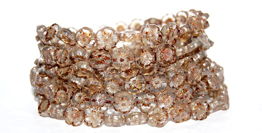 Table Cut Round Beads Hawaii Flowers, Crystal 43400 (30 43400), Glass, Czech Republic