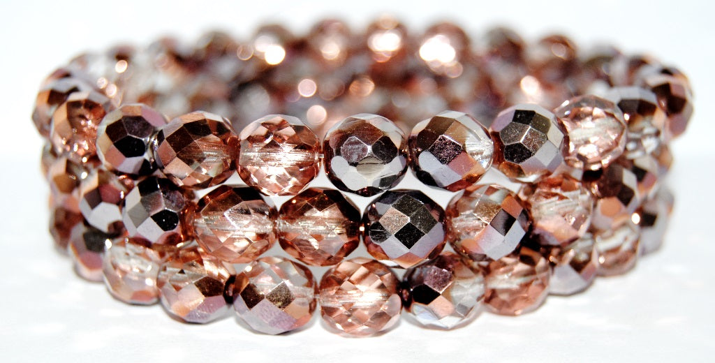 Fire Polished Round Faceted Beads, Crystal Prismatic Phoenix (30 27104), Glass, Czech Republic