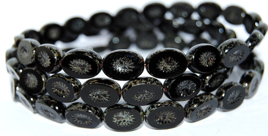 Table Cut Oval Beads Kiwi, Black 86800B (23980 86800B), Glass, Czech Republic