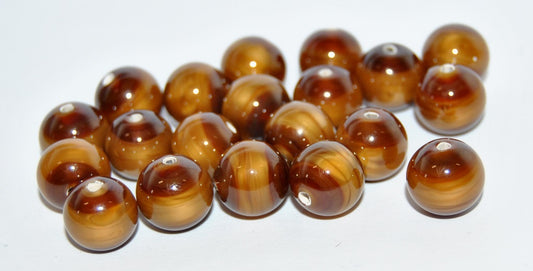 Czech Glass Hand Made Round Lampwork Beads With Aventurine, (10 A), Glass, Czech Republic