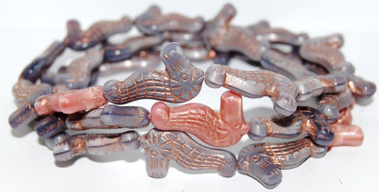 Seahorse Pressed Glass Beads, Mixed Colors Purple 54200 (Mix Purple 54200), Glass, Czech Republic