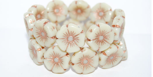 Hawaii Flower Pressed Glass Beads, (14010 54200), Glass, Czech Republic