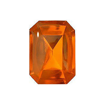 Octagon Cabochons Pointed Back Crystal Glass Stone, Orange 3 Transparent With Aluminium (90000-Al), Czech Republic