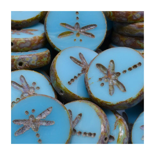 Table cut Czech glass beads dragonfly Turquoise Glass Czech Republic