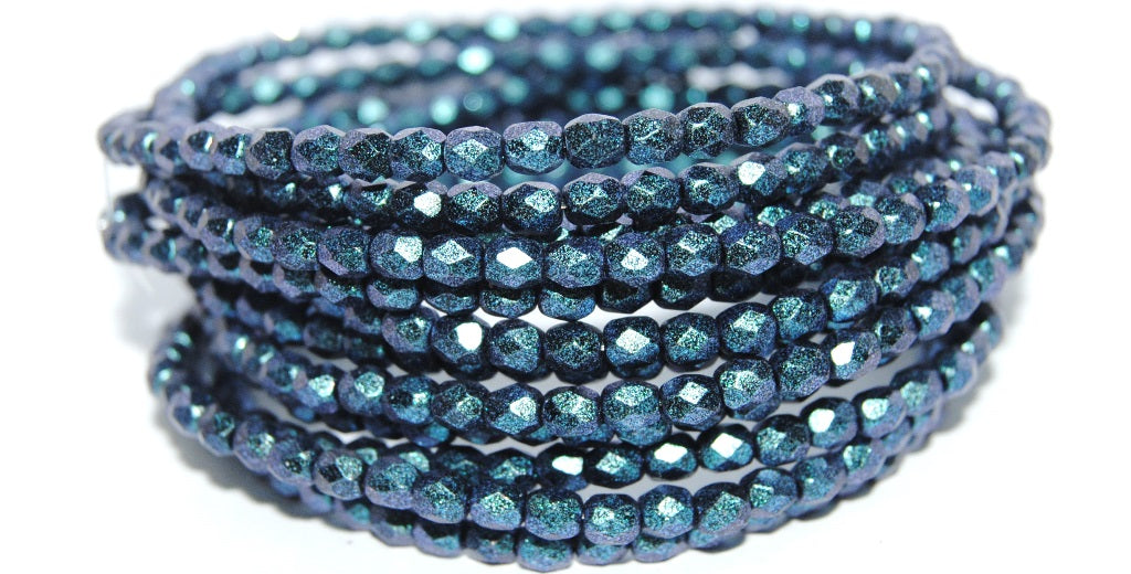 Fire Polished Round Faceted Beads, Black 94109 (23980 94109), Glass, Czech Republic