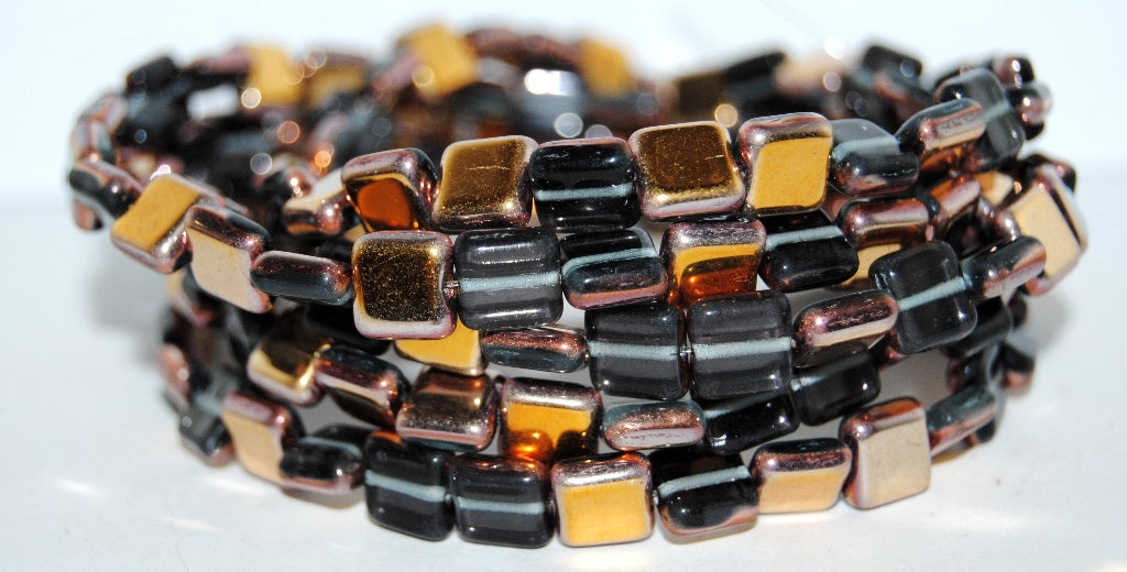 Flat Square Pressed Glass Beads, (30310 27101), Glass, Czech Republic