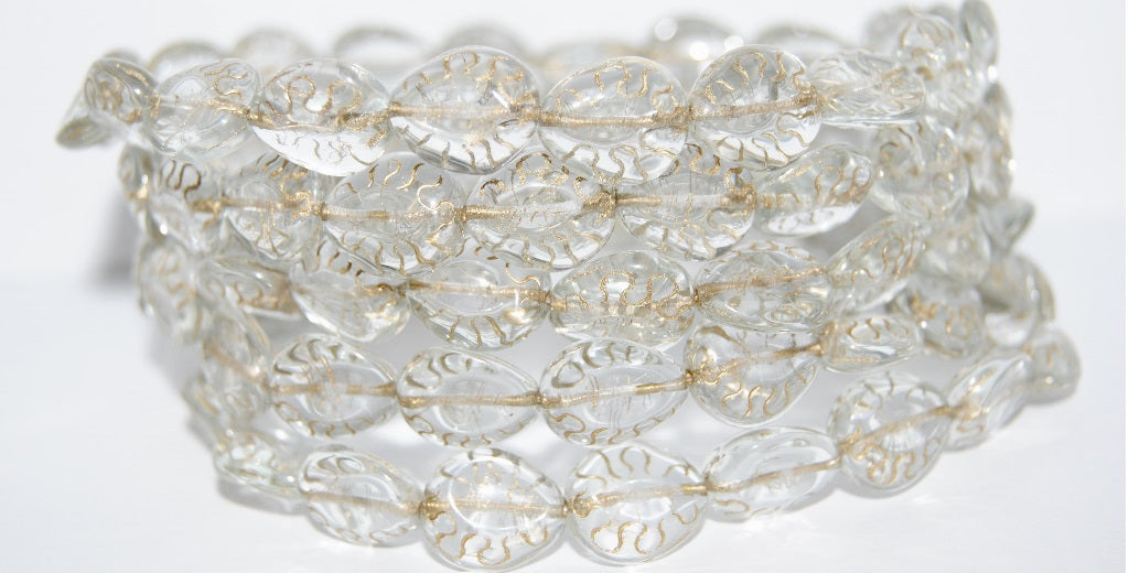 Tear Oval Pressed Glass Beads, Crystal 54202 (30 54202), Glass, Czech Republic