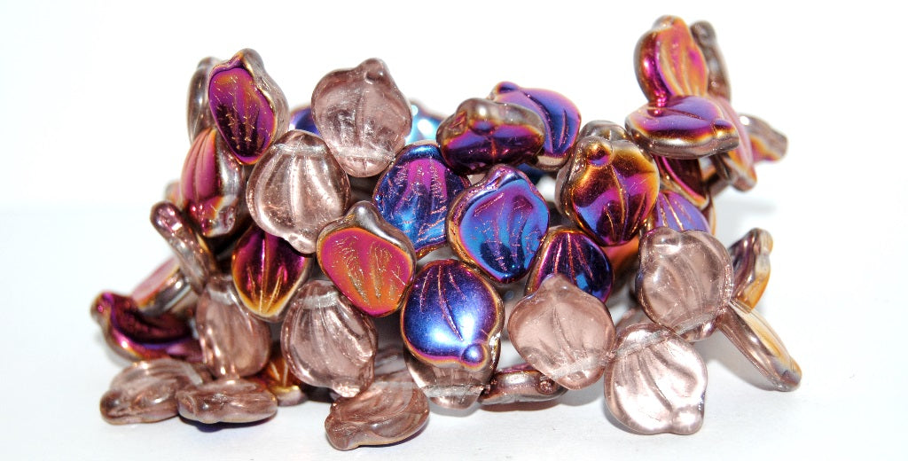 Leaf Petal Pressed Glass Beads, Crystal 29500 (30 29500), Glass, Czech Republic