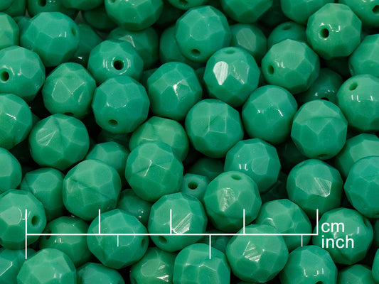 OUTLET 250g Fire Polished Round Faceted Beads, 8 mm, Opaque Green (151-19001-08x08-53130)