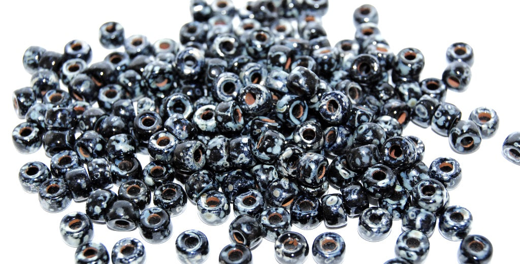 Round Pony Bagel Pressed Glass Beads With Big Hole, Black 43400 (23980 43400), Glass, Czech Republic