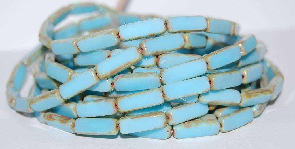 Table Cut Rectangle Beads, Blue 43400 (63020 43400), Glass, Czech Republic