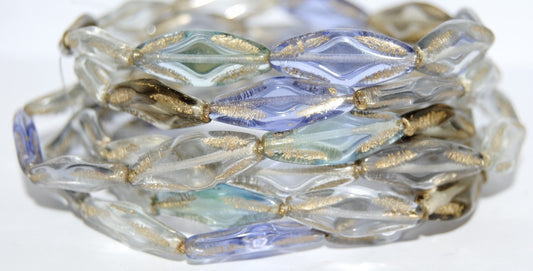Faceted Oval With Star Pressed Glass Beads, Color Silver Lined Crystal 54202 (Color 1 54202), Glass, Czech Republic