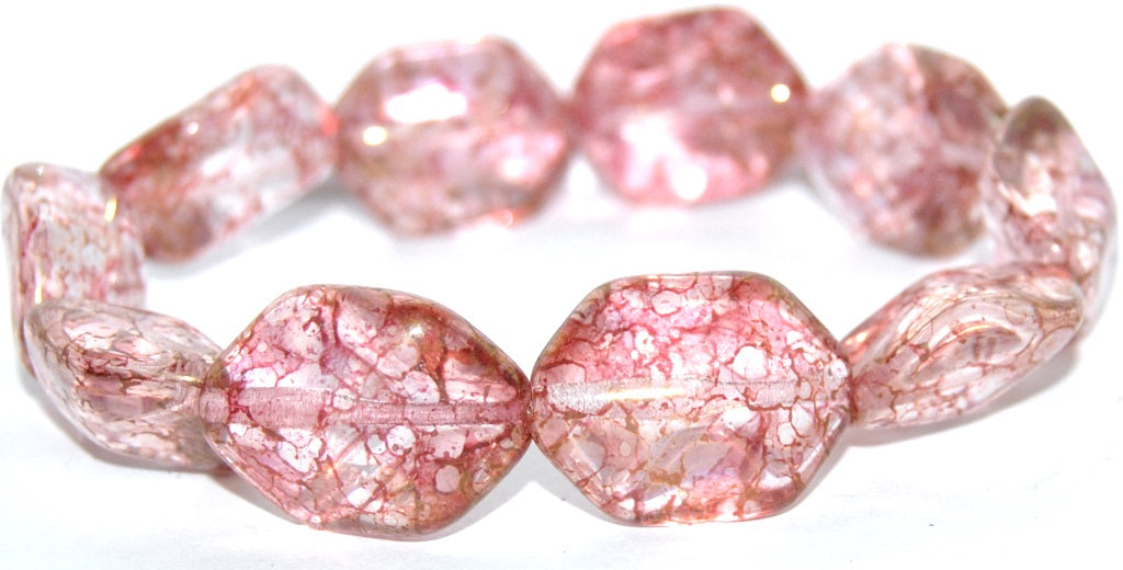 Rectangle Meteorite Pressed Glass Beads, Crystal Terracotta Red (30 15495), Glass, Czech Republic