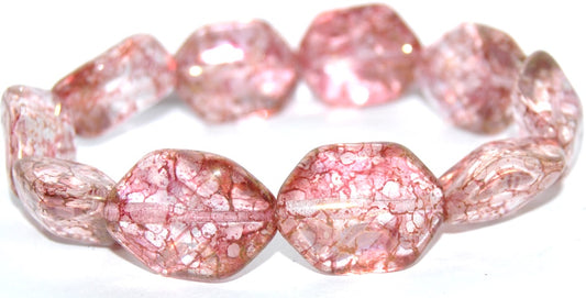 Rectangle Meteorite Pressed Glass Beads, Crystal Terracotta Red (30 15495), Glass, Czech Republic