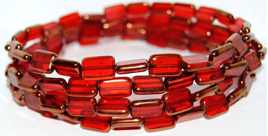 Table Cut Rectangle Beads, Ruby Red Bronze (90080 14415), Glass, Czech Republic