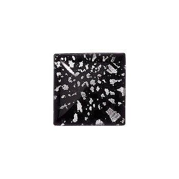 Square Cabochons Flat Back Crystal Glass Stone, Black 1 With Silver (239808), Czech Republic