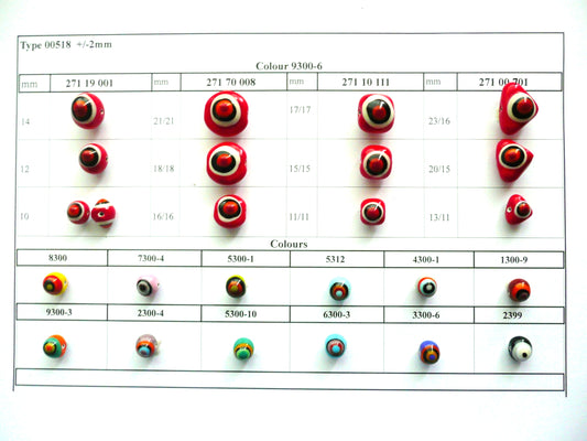 30 Stück Lampwork-Perlen 518 / Flaches Quadrat/Rechteck (271-10-111), handgefertigt, Preciosa-Glas, Tschechische Republik