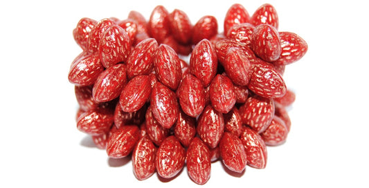 Strawberry Friut Pressed Glass Beads, Opal Red 54200 (91250 54200), Glass, Czech Republic