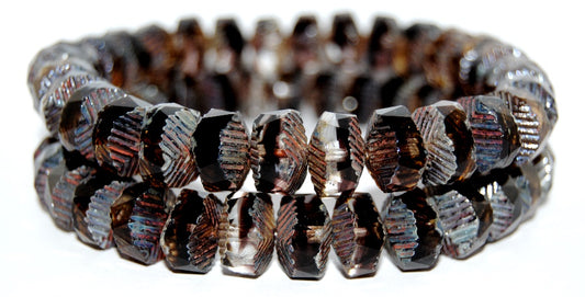 Faceted Cathedral Fire Polished Glass Beads, (27008 43400), Glass, Czech Republic