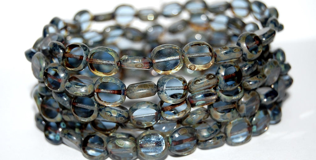 Table Cut Round Candy Beads, Transparent Blue 43400 (30020 43400), Glass, Czech Republic