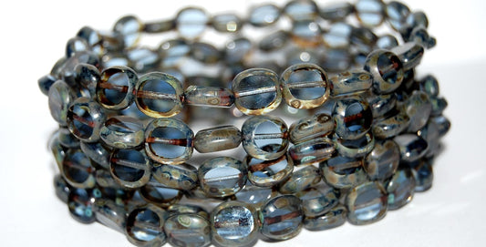 Table Cut Round Candy Beads, Transparent Blue 43400 (30020 43400), Glass, Czech Republic