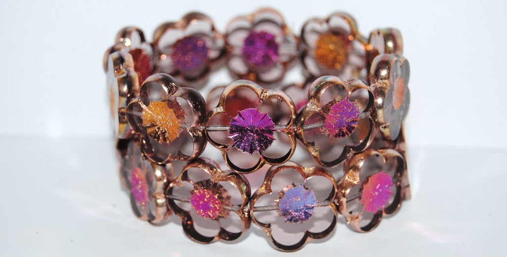 Table Cut Flower Beads Hibiscus, 21 Transparent Light Amethyst 29500 (21 20020 29500), Glass, Czech Republic