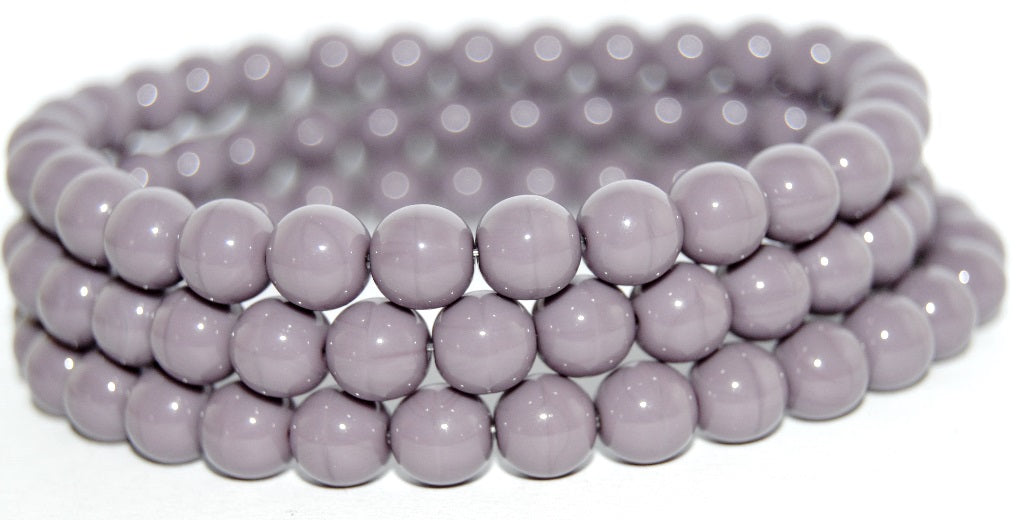 Round Pressed Glass Beads Druck, Opaque Amethyst (23030), Glass, Czech Republic